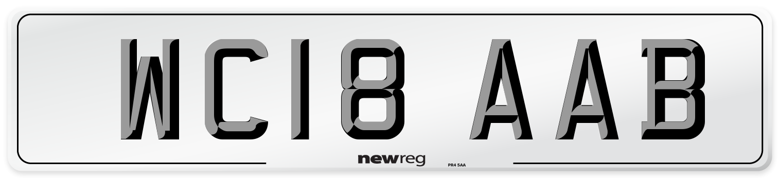 WC18 AAB Number Plate from New Reg
